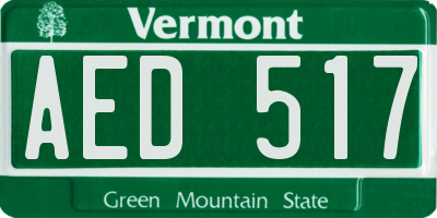 VT license plate AED517