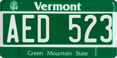 VT license plate AED523