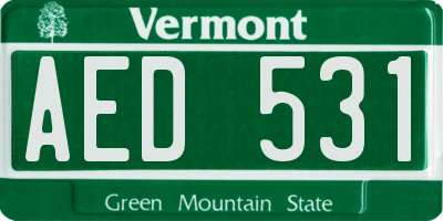 VT license plate AED531