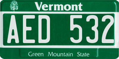 VT license plate AED532