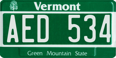 VT license plate AED534