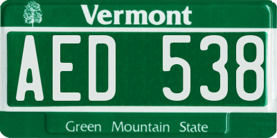 VT license plate AED538