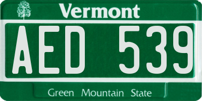 VT license plate AED539