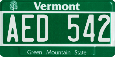 VT license plate AED542