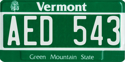 VT license plate AED543