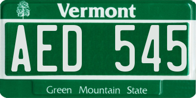VT license plate AED545