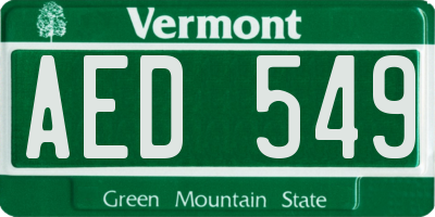 VT license plate AED549