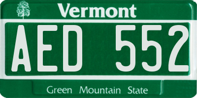 VT license plate AED552