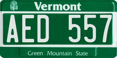 VT license plate AED557