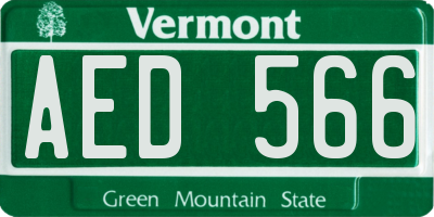 VT license plate AED566