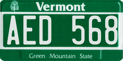 VT license plate AED568