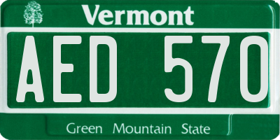VT license plate AED570