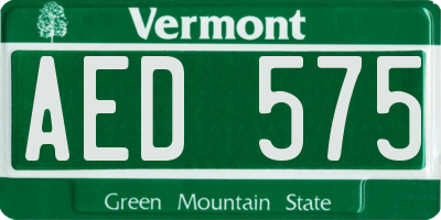 VT license plate AED575