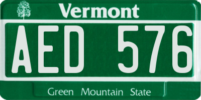 VT license plate AED576