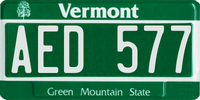 VT license plate AED577
