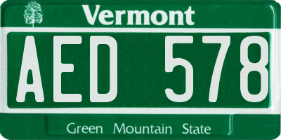 VT license plate AED578