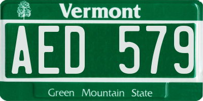 VT license plate AED579