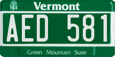 VT license plate AED581