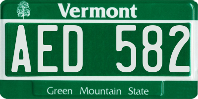 VT license plate AED582