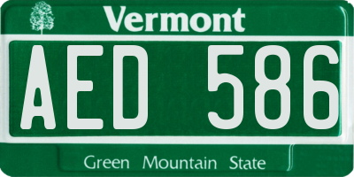VT license plate AED586