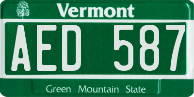 VT license plate AED587