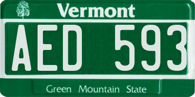 VT license plate AED593