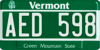 VT license plate AED598