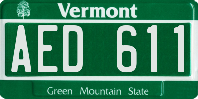 VT license plate AED611