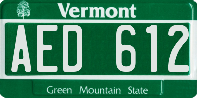 VT license plate AED612