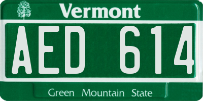 VT license plate AED614