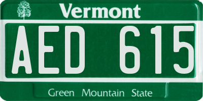 VT license plate AED615