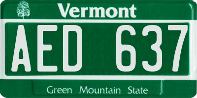 VT license plate AED637