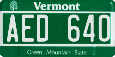 VT license plate AED640