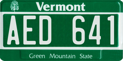 VT license plate AED641