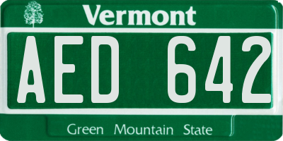 VT license plate AED642