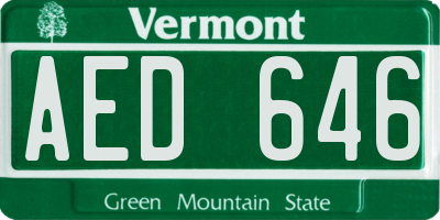 VT license plate AED646