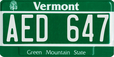 VT license plate AED647