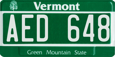 VT license plate AED648