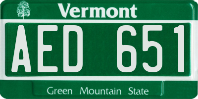 VT license plate AED651