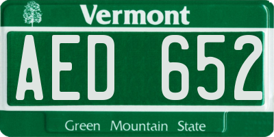 VT license plate AED652