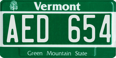 VT license plate AED654