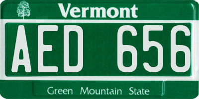 VT license plate AED656