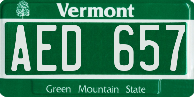VT license plate AED657