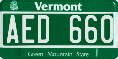 VT license plate AED660