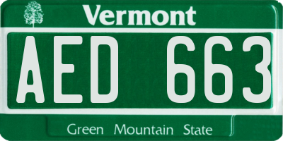 VT license plate AED663
