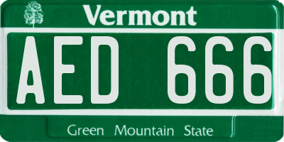 VT license plate AED666