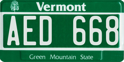 VT license plate AED668