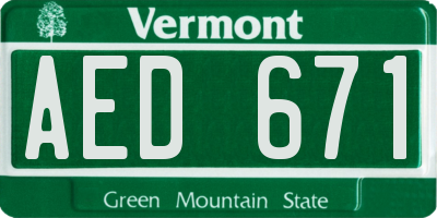 VT license plate AED671
