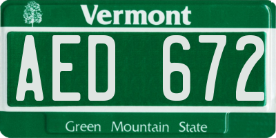 VT license plate AED672