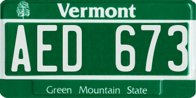 VT license plate AED673